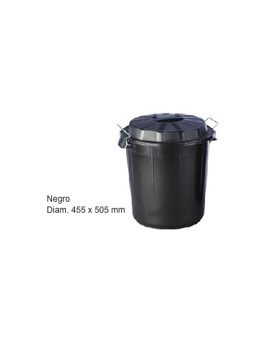 CONTENEDOR NEGRO  50 LITROS CON TAPA 455X505MM