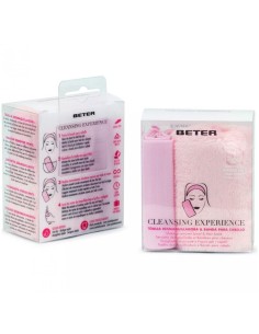 Estuche Beter Cleansing Experience con toalla desmaquilladora y banda para el cabello en tonos rosa