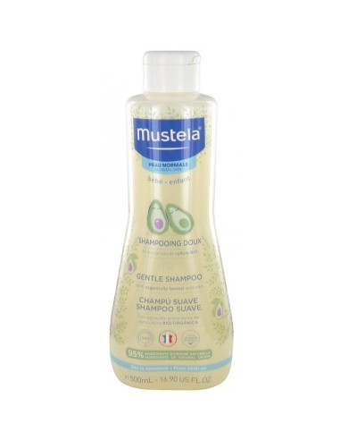 Champú suave Mustela 500ml para recién nacidos y niños.