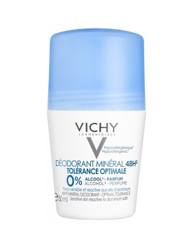 VICHY DESODORANTE ROLL-ON MINERAL TOLERANC 0% ALC. Y PERF