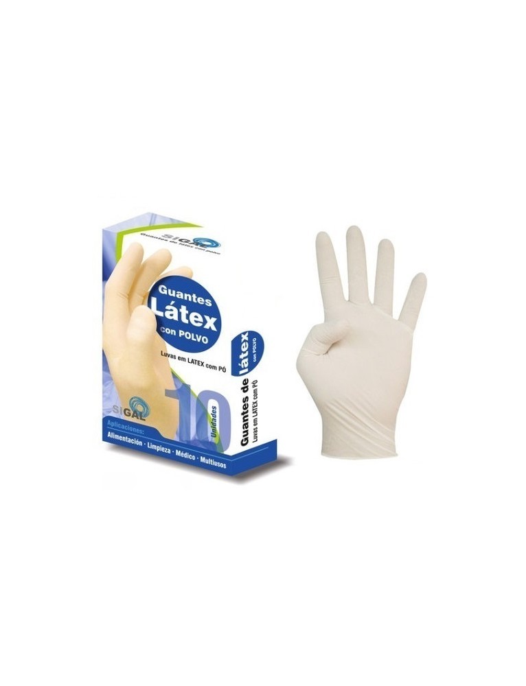 GUANTES LATEX SIGAL 10 UDS TALLA GRANDE DESECHABLES