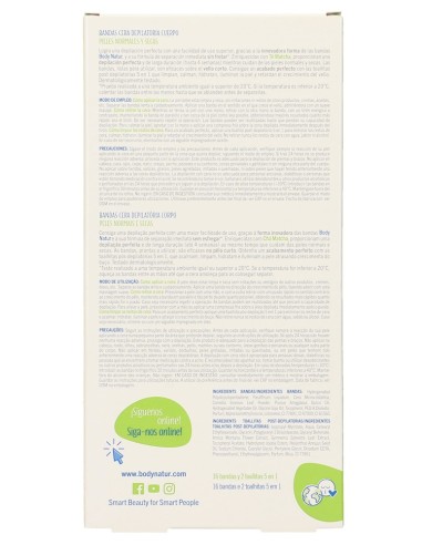 BODY NATUR DEPILACION BANDAS CORPORALES PIEL NORMAL 16 UDS