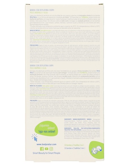 BODY NATUR DEPILACION BANDAS CORPORALES PIEL NORMAL 16 UDS