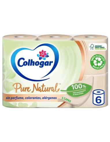 COLHOGAR PAPEL HIGIENICO 6 ROLLOS PURE NATURAL