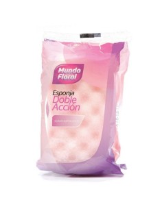 Vista frontal de la Esponja de Baño Doble Acción Suave Exfoliante Mundo Floral