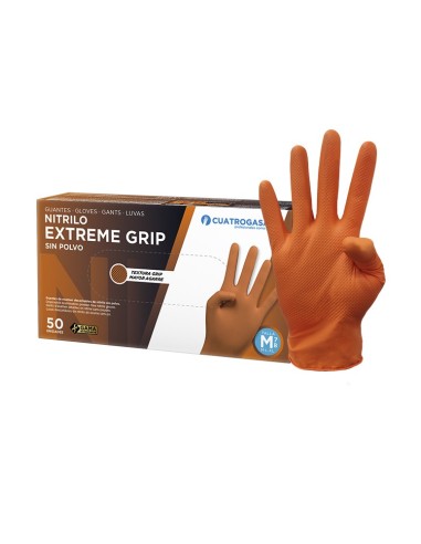 GUANTES NITRILO NARANJA 50UD EXTREME GRIP 8 MEDIANA DESECHABLES 8,5 GRS