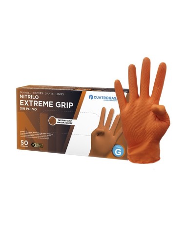 GUANTES NITRILO NARANJA 50UD EXTREME GRIP 8 GRANDE DESECHABLES 8,5 GRS