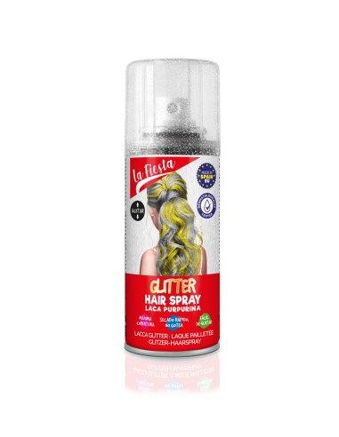 LACA CAPILAR COLOR PURPURINA PLATA SPRAY 100ML LA FIESTA