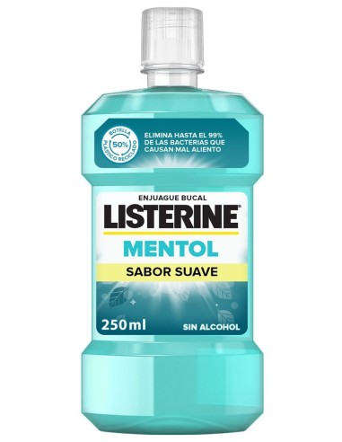 LISTERINE ENJUAGUE BUCAL 250ML MENTOL SUAVE (ZERO ALCOHOL)