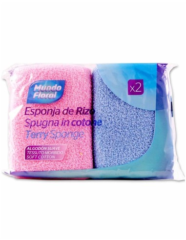 MUNDO FLORAL ESPONJA BAÑO RIZO TOALLA 2 UDS. ALGODON SUAVE