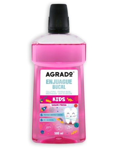 AGRADO ENJUAGUE BUCAL KIDS INFANTIL FRESA 500ML