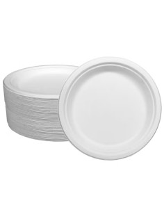 Pack de 50 platos biodegradables de fibra de caña de azúcar