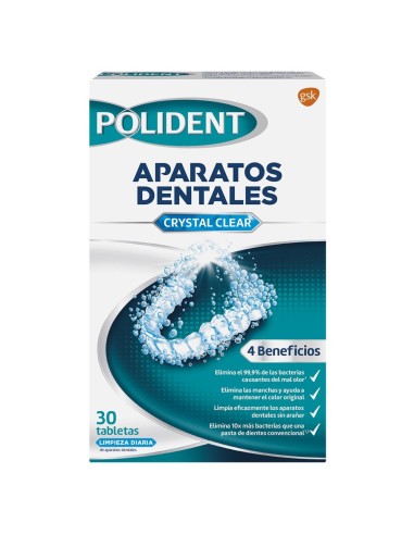 POLIDENT PASTILLAS LIMPIADORAS PARA APARATOS DENTALES 30 UDS.