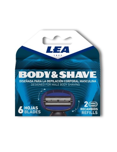 LEA BODY & SHAVE SYSTEM 6 HOJAS RECAMBIO DEPILACION HOMBRE 2 UDS