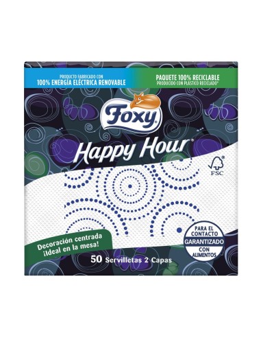 SERVILLETA FOXY HAPPY HOUR 2 CAPAS 50 UDS