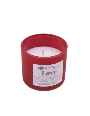 AMBIENTADOR VELA PERFUMADA LOVE FRUTOS ROJOS 90GRS.