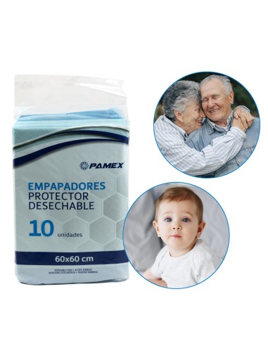 SALVACAMAS PAMEX 60X60 EMPAPADORES PROTECTOR 10 UDS.