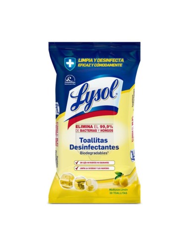 LYSOL TOALLITASL DESINFECTANTES LIMON 30U