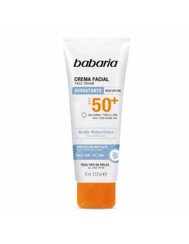 BABARIA SOLAR FACIAL CREMA HIALURONICO SPF50+ 75ML