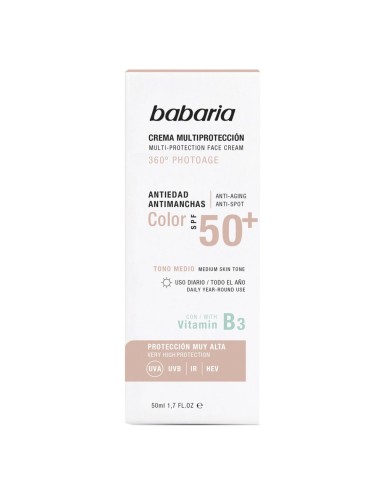 BABARIA CREMA FACIAL MULTIPROTECCION COLOR MEDIO SPF50+ 50ML