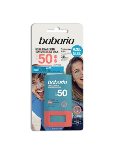 BABARIA SOLAR FACIAL STICK COLOR AZUL SPF50 20GR