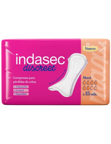 INDASEC COMPRESA DE INCONTINENCIA MAXI 15 UDS. DISCREET