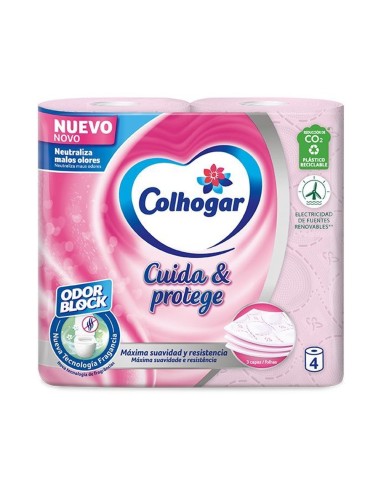 COLHOGAR PAPEL HIGIENICO PROTECT ROSA 4R 3 CAPAS