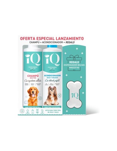 IQ CHAMPU MASCOTAS + ACONDICIONADOR + REGALO PACK