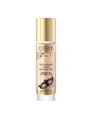 EVELINE ILUMINADOR VARIETE LIQUID HIGHLIGHTER ROSTRO Y CUERPO Nº 01 CHAMPAGNE