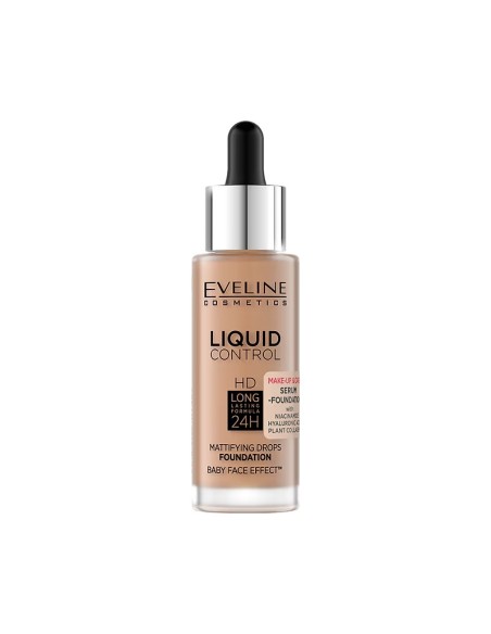 EVELINE MAQUILLAJE MATIFICANTE LIQUID CONTROL CON GOTERO 32ML 060-SUNNY BEIGE