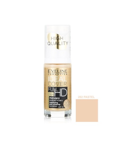 EVELINE MAQUILLAJE IDEAL COVER FULL HD MAQUILLAJE MATIFICANTE 30ML - 202 PASTEL