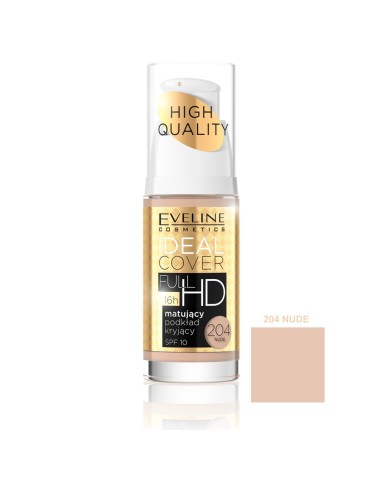 EVELINE MAQUILLAJE IDEAL COVER FULL HD MAQUILLAJE MATIFICANTE 30ML - 204 NUDE