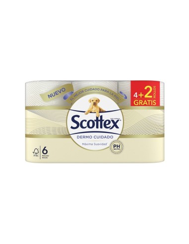 SCOTTEX PAPEL HIGIENICO DERMO CUIDADO 6 ROLLOS