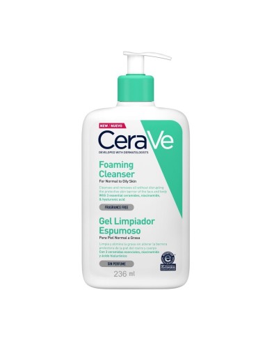 CERAVE GEL LIMPIADOR ESPUMOSO 236ML.