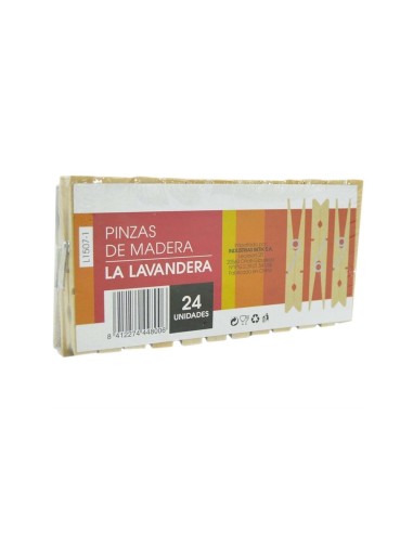 PINZAS ROPA MADERA LAVANDERA PACK 24 UDS