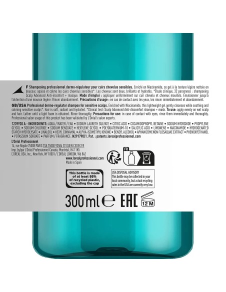 LOREAL SCALP ADVANCED CHAMPU HIDRATANTE SENSIBLE 300ML