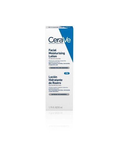 CERAVE LOCION HIDRATANTE FACIAL PIEL NORMAL A SECA SIN PERFUME 52ML