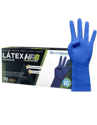 GUANTES LATEX REFORZADO 50U EX-GRDE AZUL SIN POLVO DESECHABLES