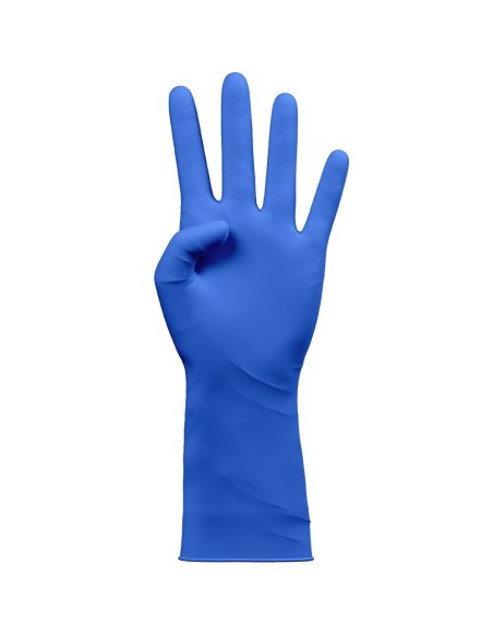 Caja 50 guantes desechables látex reforzado azul extra grande sin polvo, resistentes y cómodos
