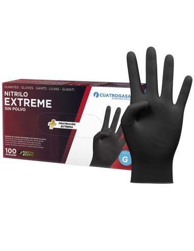 Guantes desechables de nitrilo negro extreme 100 uds.