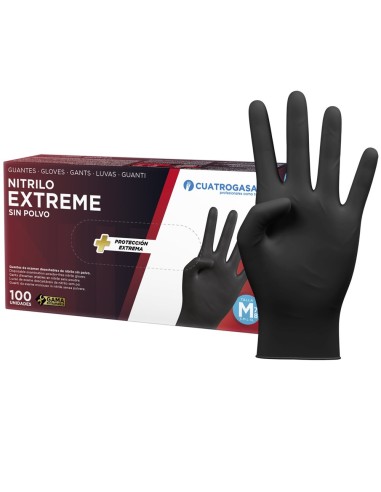 Guantes desechables de nitrilo negro extreme 100 uds.