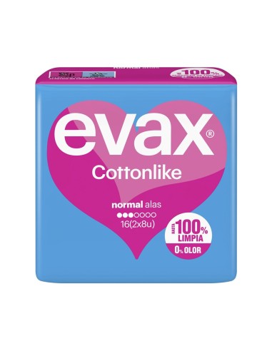 EVAX COTTONLIKE COMPRESA NORMAL CON ALAS 16 UDS.