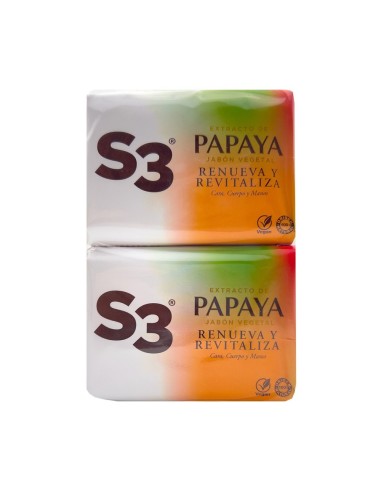 S3 JABON DE MANOS PASTILLA 2 X 125 GRS PAPAYA