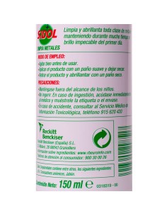 SIDOL LIMPIAMETALES ABRILLANTADOR 150ML 2