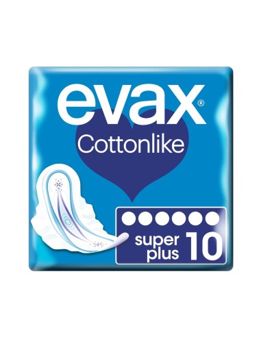 EVAX COTTONLIKE COMPRESA SUPER PLUS CON ALAS 10 UDS.