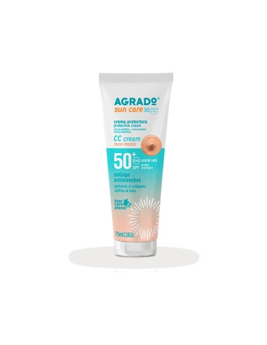 AGRADO SOLAR CREMA FACIAL ANTIMANCHAS CC COLOR SPF50+ 75ML TONO MEDIO