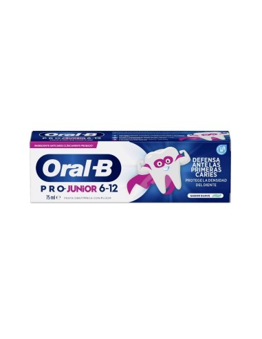 ORAL B PASTA DE DIENTES PRO-JUNIOR MENTA SUAVE 6- 12 AÑOS 75ML