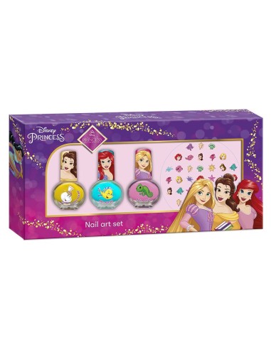 PRINCESAS DISNEY SET 3 LACAS DE UÑAS Y DECORACION