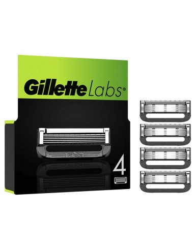 Recambios Gillette Labs x4 Uds. - Cuchillas Innovadoras para tu Maquinilla
