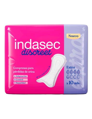 INDASEC COMPRESA DE INCONTINENCIA EXTRA 10 UDS. DISCREET